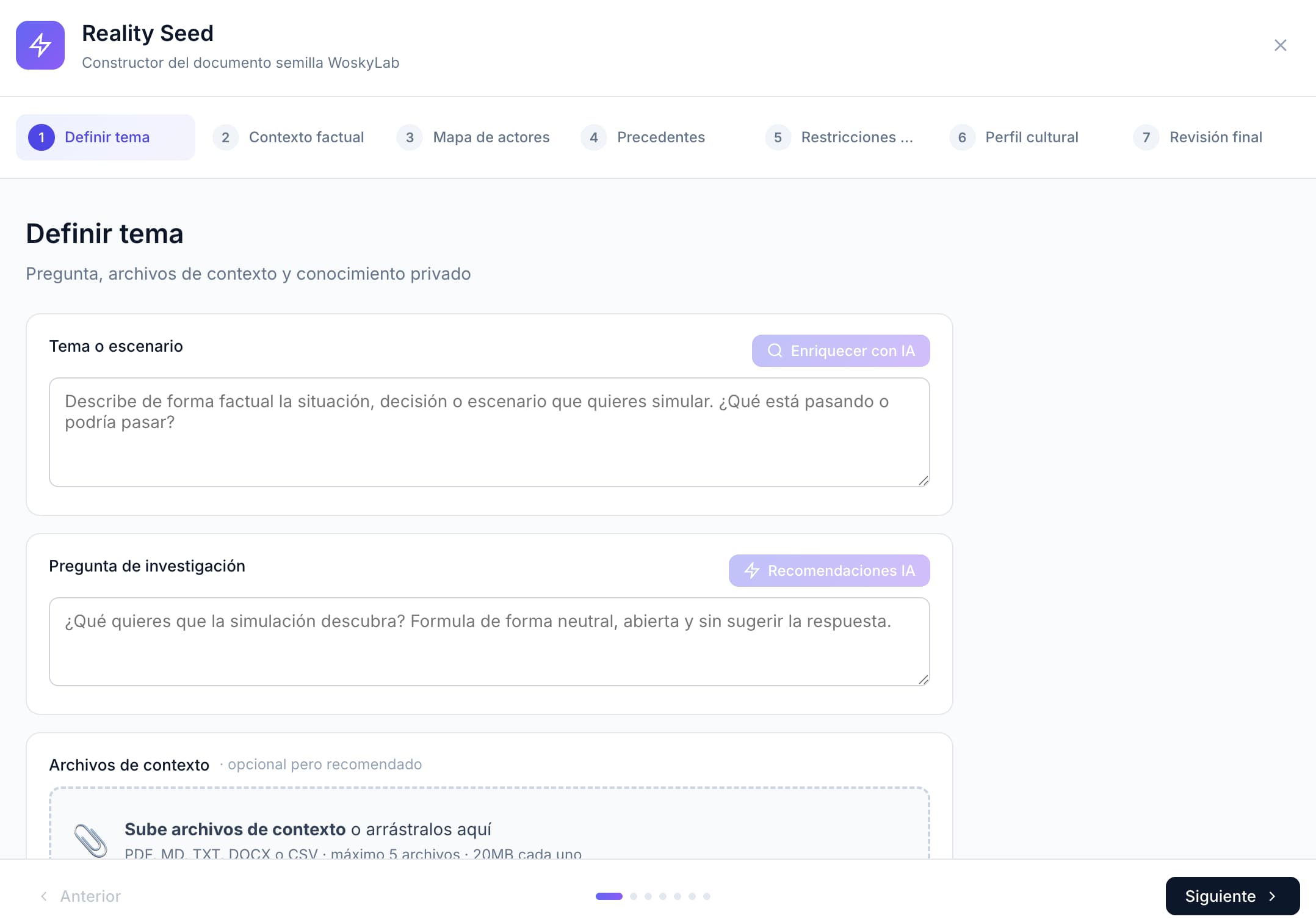 Paso 1: Asistente de documento semilla en WoskyLab